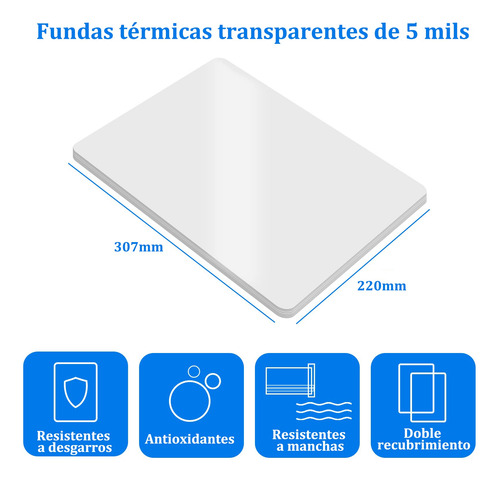 100 Piezas Micas Termicas 3mls Tamaño Carta A4 Protectores