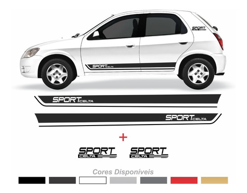 Kit Adesivo Sport Faixa Lateral Celta Tuning Imp306