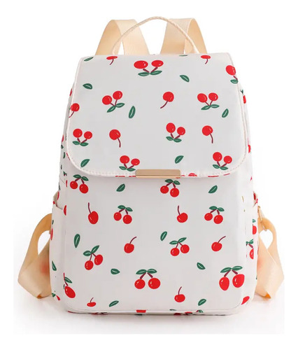 Mochila Con Estampado De Cerezos Y Mariposas Para Mujer Con