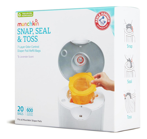 Munchkin® Arm & Hammer Pañal Pail Snap, Seal & Toss Ref...