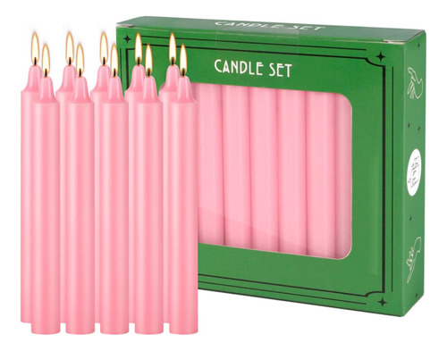 Conjunto De 20 Velas Cónicas De Carillón De Hechizo Rosa De