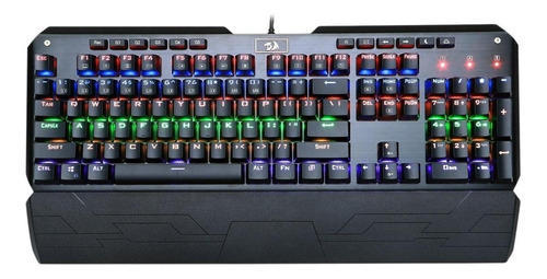 Teclado gamer Redragon Indrah K555 QWERTY Outemu Blue inglés US color negro con luz RGB