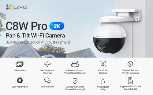 Imagen 3 de 4 de Camara Pt Ezviz C8w Pro 2k 3mp Ai Audio Noctura Color Wifi