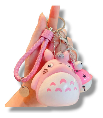 Llavero Totoro De Goma Ghibli Mi Vecino Totoro Rosa Cascabel