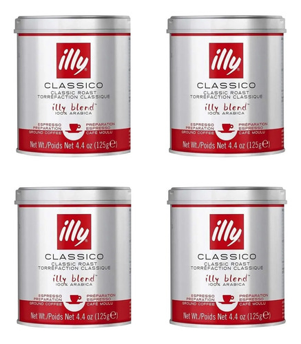 Cafe Illy Molido Espresso Clasico Blend 125g X4 Unidades