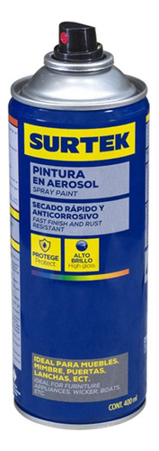 Pintura Aerosol Spray Lata Metalico Cromo 400ml Hogar Surtek