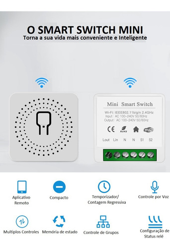 Mini Interruptor Smart Switch Inteligente Wifi Kit 100 Peças