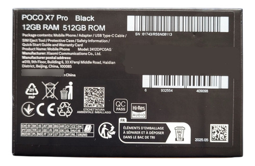 Xiaomi Poco X7 Pro 512/12ram 50mpx 120hz 90watts Oferta! Negro (Usado)