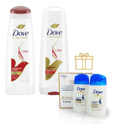 Dove Regeneración Extrema Shampoo + Acondicionador + Regalo
