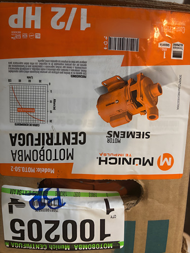 Bomba Centrifuga Munich Moto.50-2 120 Lts/min Naranja 60 Hz Monofásica