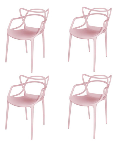 Conjunto 4 Cadeiras Allegra Rosa Em Polipropileno
