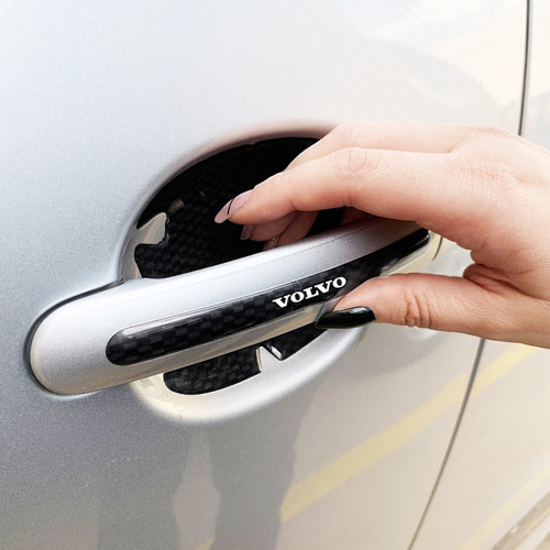 Protetor Maçaneta Volvo Carbono Preto Resinado