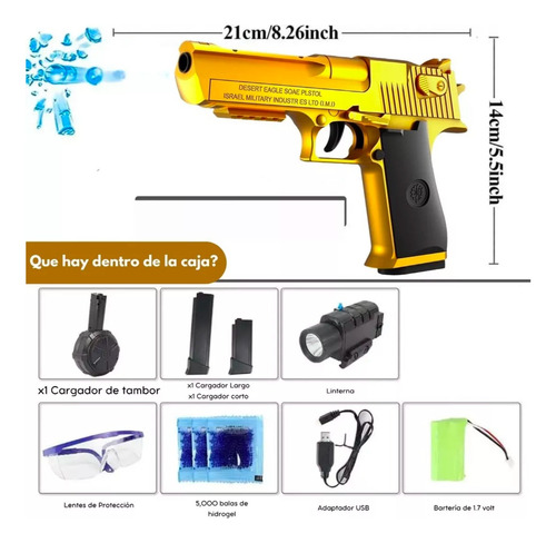 Pistola De Hidrogel Automática Desert Eagle Magnum Tambor