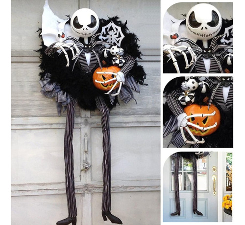 Piernas Largas Calabaza Esqueleto Guirnalda Halloween