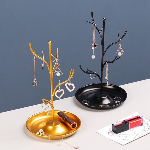 Collar Y Pendientes De Hierro Con Soporte De Árbol Para Joya