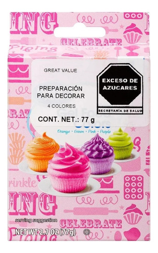 Royal Icing Para Decorar Galletas 4 Colores 77g