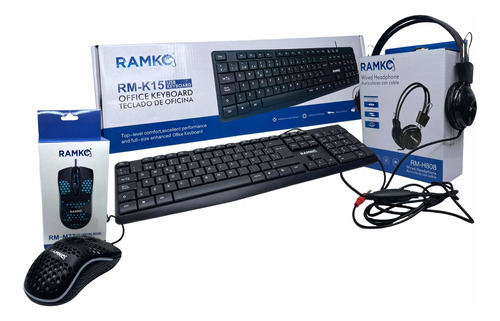 Combo De Teclado, Mouse, Y Audífonos Con Micrófono Ramko