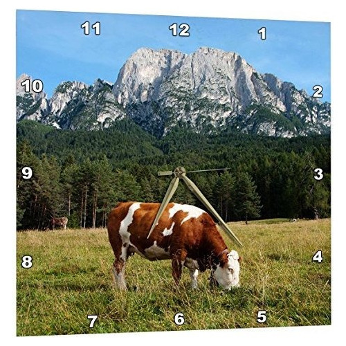 3drose Simmental Cow Pao - Reloj De Pared, 13 Por 13 Pulga