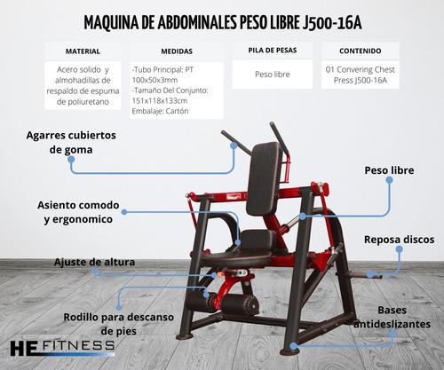Maquina De Abdominales Peso Libre J500-16 A