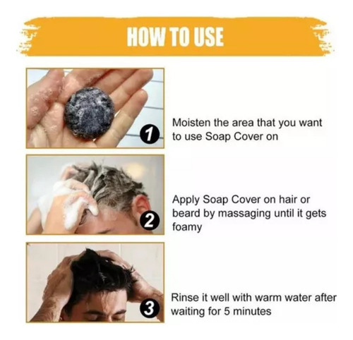 3 Peças - Sabonete Para Cabelos Pretos Masculinos Para