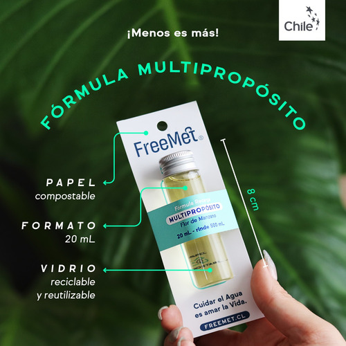 Limpiador Multipropósito Freemet 20ml + Refillme Vidrio 475m