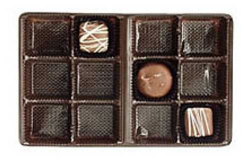 Charola Inserto Chocolates Trufas 12 Cavidades Cafe, 25pza