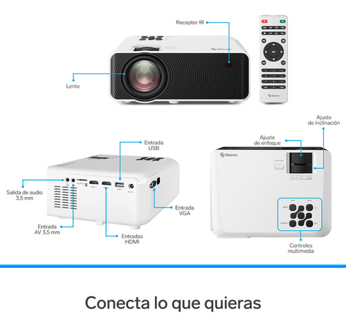 Proyector Multimedia Hd De 7000 Lúmenes, Portátil