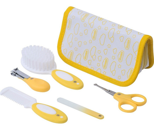 Imagem 1 de 4 de Kit Higiene 5 Pçs C/ Necessaire Amarelo Pimpolho 87443