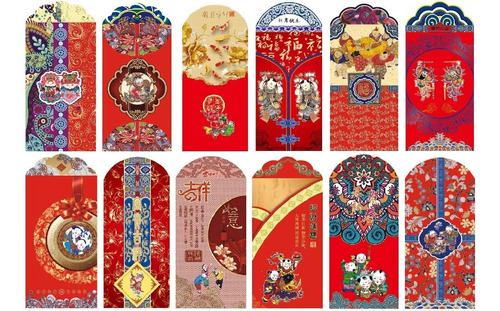 Dmtse 24 Piezas 12 Diseños Diferentes Sobres Rojos Chinos Pa