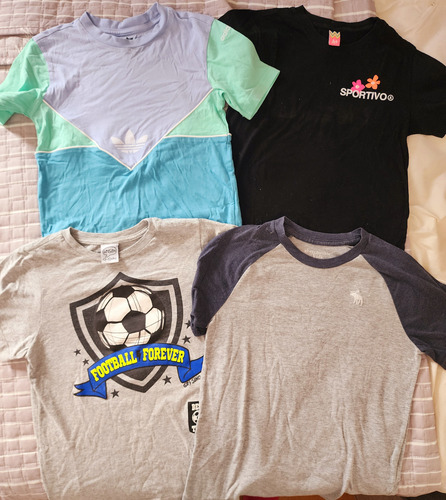 Lote 4 Remeras Talle 10 Años Adidas Abercrimbie Grisino A+ (Usado)