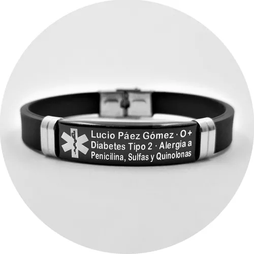 Pulsera Spotify Acero Grabado Alerta Médica 1115