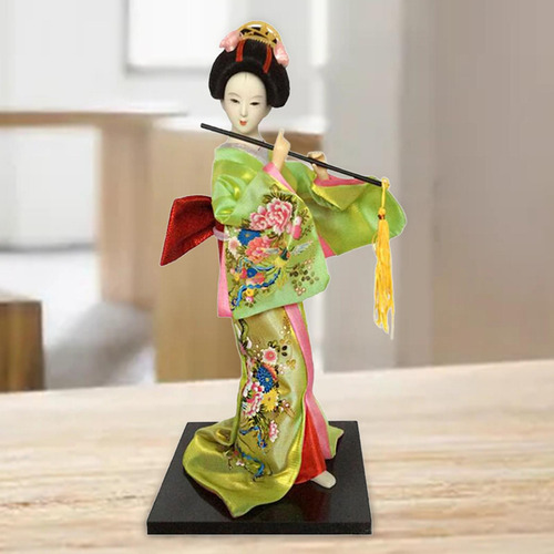 12 Polegadas Geisha Japonesa Artesanato Verde Fluorescente