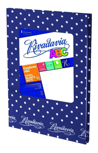 Cuaderno Rivadavia Abc Tapa Dura X98 Hjs Rayado Lunares Azul
