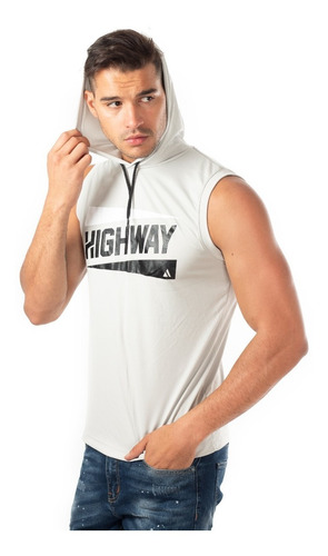 Playera De Hombre Highway Sin Manga Capucha Musculosa Moda