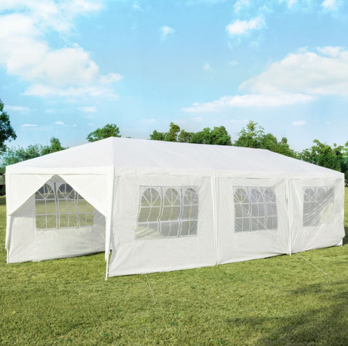 Toldo De 9x3 Mts Con Pared Carpa Fiestas Eventos Auto Blanco