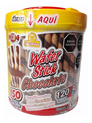 Imagen 1 de 1 de Barquillo Relleno De Chocolate Wafer Stick Frasco De 150pzas