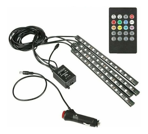 Kit Tira Cinta Led Rgb Interior Piso Carro + Control  