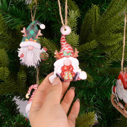 24 Piezas De Adornos De Gnomo De Navidad, Coronas De