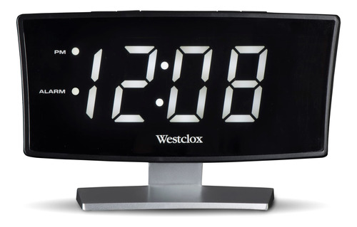 Westclox Reloj Despertador Led Curvo Con Pantalla Blanca De