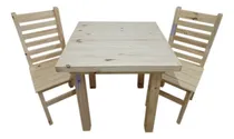 Comprar Combo Mesa 80 X 80 + 2 Sillas Mod 6 Fajas Pino Macizo Bar