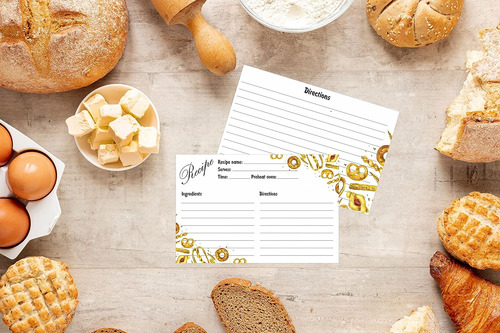 50 Tarjetas De Recetas De Alta Calidad 4 X 6 De Doble Cara