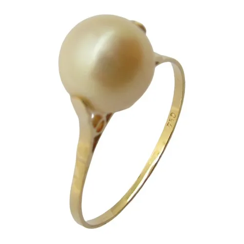 1553 Anel De ´pérola 8 Mm De Agua Salgada Gigante Ouro 18k