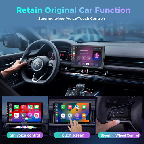 Gearelec Auto Estéreo 9 Pulgadas 2 Din Carplay Android Auto 2gb 32gb Wifi Gps Aux Rca Fm Volante Con Cámara Trasera Android 13