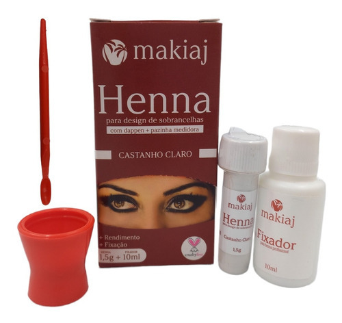 Henna Makiaj Desing De Sobrancelhas Profissional 1,5g 10ml Cor Castanho escuro