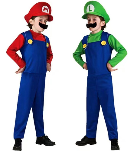 Cosplay Disfraz Super Mario Bross Y Luigi Superheroe Niños