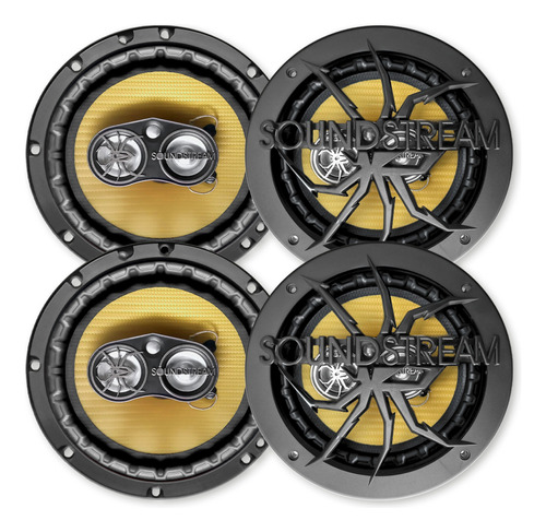 Kit 4 Bocinas Soundstream Pro650 Color Amarillo 140watts Rms