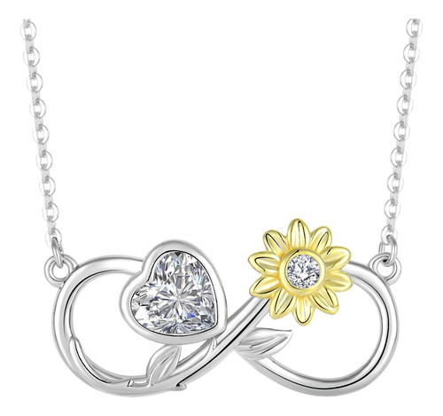 Rocayi Collar De Girasol Para Mujer De Plata De Ley 925, Col