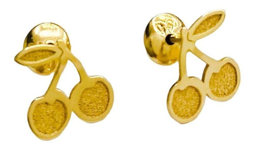 Brinco Cereja Cerejinha Infantil Criança Bebê Em Ouro 18k