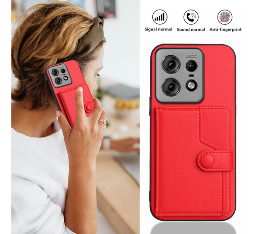 Compatible Funda Rfid Con Bolsa De Tarjetas For Motorola Edge 50 Pro P