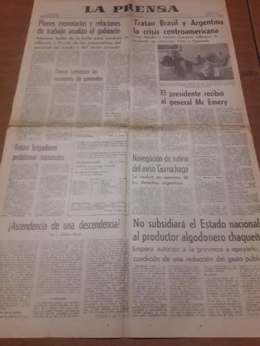 Tapa Diario La Prensa 04 03 1982 Chaco Algodón Costa Méndez 